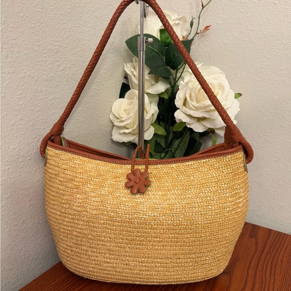 Cole Haan Tan and Brown Shoulder Bag with Woven Design - Picture 1 of 10
